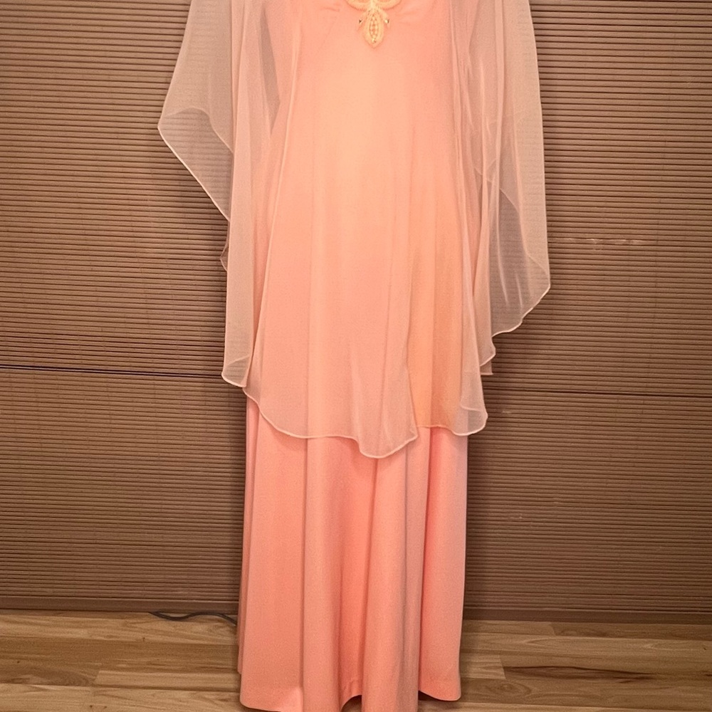 Miss Rubette Vintage Cape dress Formal peach orange - Picture 10 of 15